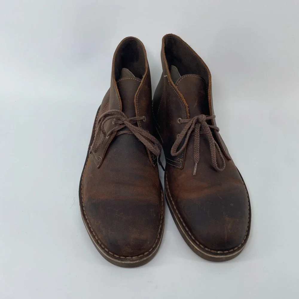 Clarks Mens Bushacre‎ 2 Brown Leather Chukka Desert Boots Sz 11 M